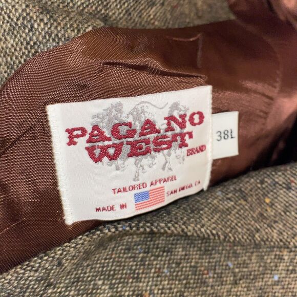Pagano West Men’s Smoking Jacket Size 38L Brown Wool Going Out Party Event Fun - Picture 2 of 12